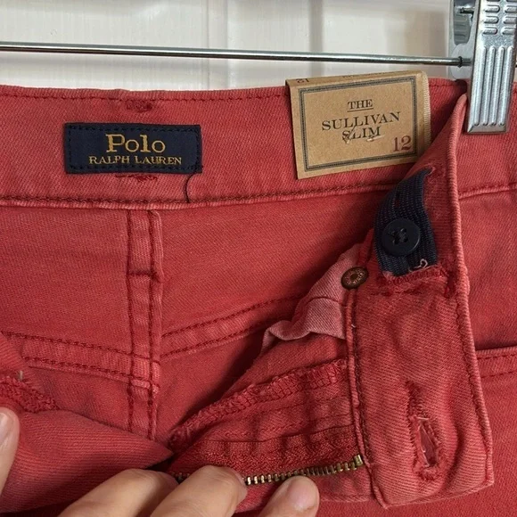 Polo by Ralph Lauren Sullivan Slim Boys Brick Red stone washed Shorts size 12 - Picture 5 of 10